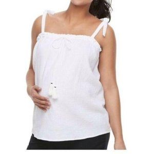 a:glow Maternity White Gauze Tank Top